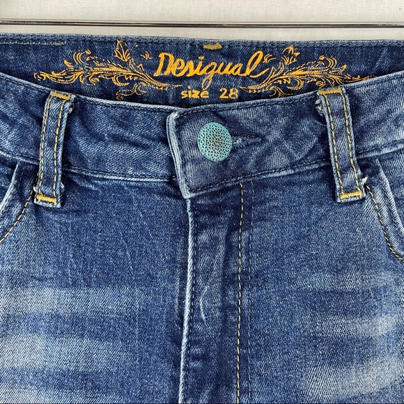 Desigual Embroidered Dark Exotic Jean 28 - Picture 3 of 6